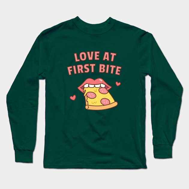 Love At First Bite Pizza Funny Long Sleeve T-Shirt by rustydoodle